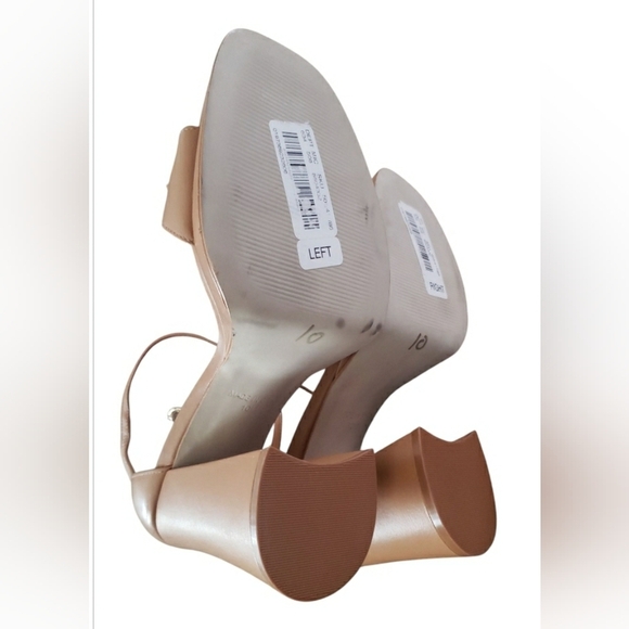 S M Chic Size 10 Tan Leather Block Heel Going Out Dress Sandals - Picture 4 of 4